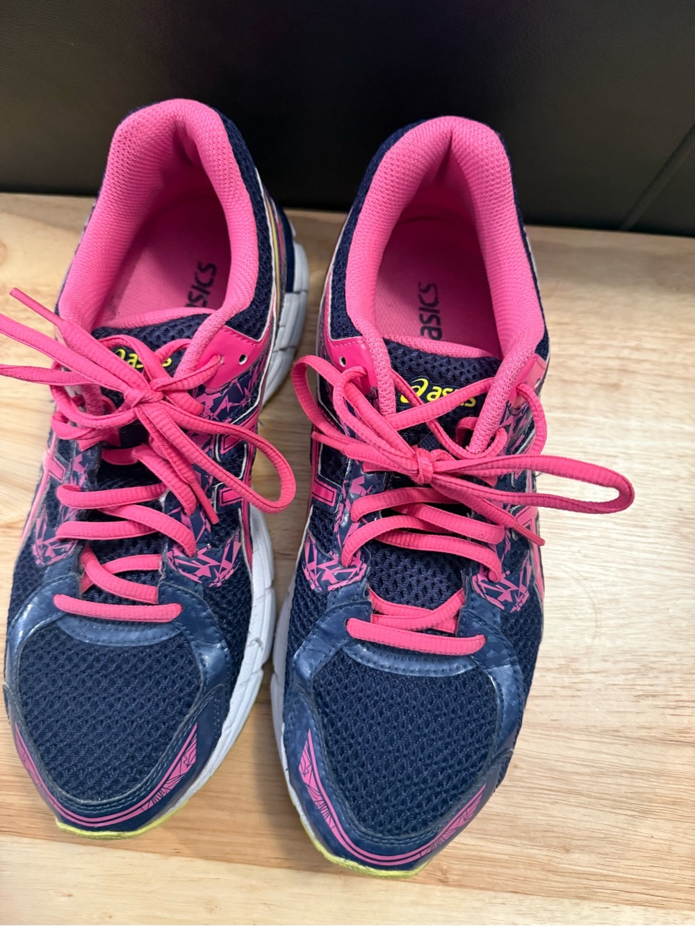 ASICS Women's Navy and Pink Athletic Running Shoes